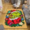 1Pc Grinch Christmas Wreath Printed Flannel Rug Soft Non Slip Carpet for Bedroom Living Room Office Floor Outdoor Home Decor Xmas Gift Q1486