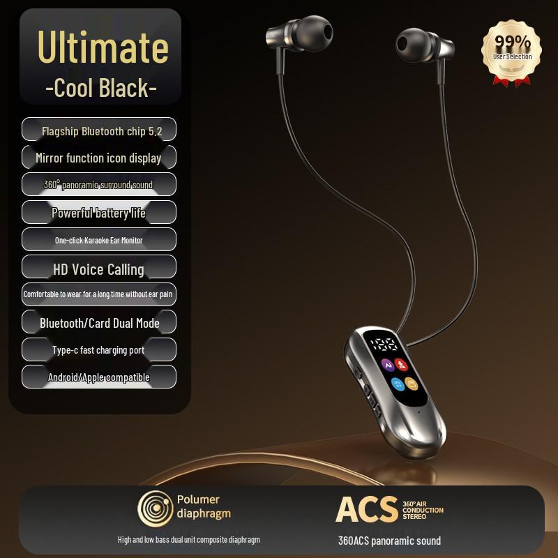Clip-on Bluetooth Headset with Long Battery, Noise Reduction, Sports Card Insertion, In-Ear Gaming, Wireless