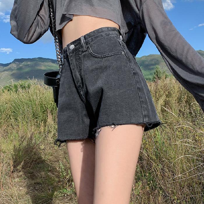 

Ретро-стиль Гонконга, широкие джинсовые шорты, летние повседневные новые свободные джинсовые шорты с высокой талией для женщин 2XL