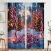 2pcs,2D plane printing Pattern Curtains Christmas Candy Snow Trees (2) 100% Polyester (without rod) Holiday Use for Bedroom,
