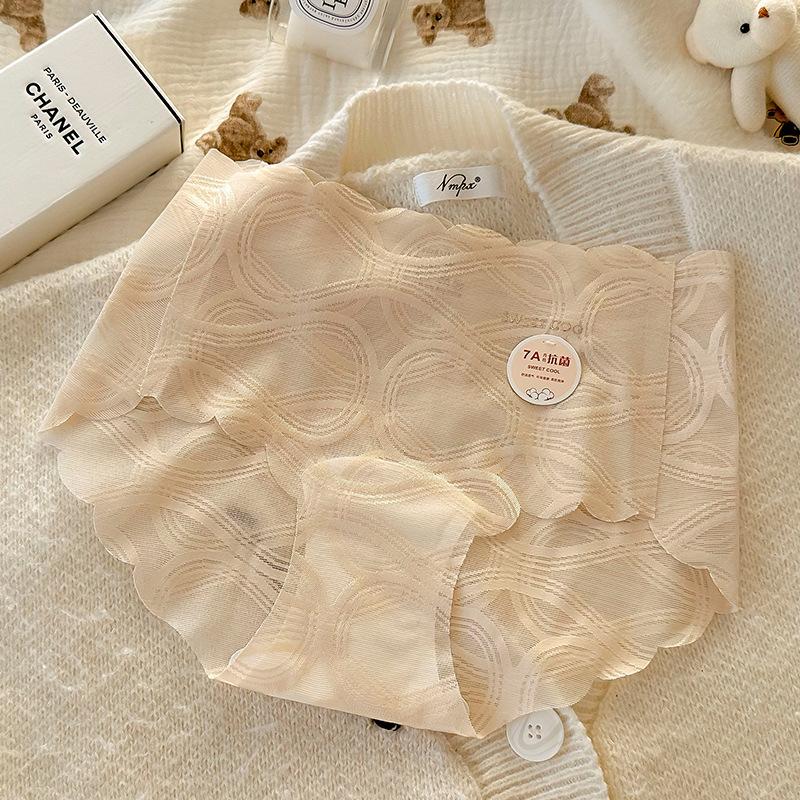 Dámské krajkové bezešvé spodní prádlo Dámské letní spodní prádlo se středním pasem z čisté bavlny 7A Antibakteriální spodní prádlo s prodlouženým klínem