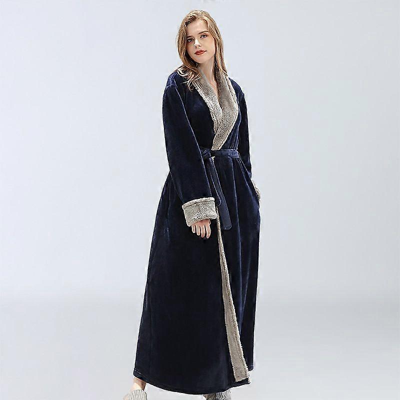 Dames Badjas Winter Warm Zacht Fleece Lange Badjassen