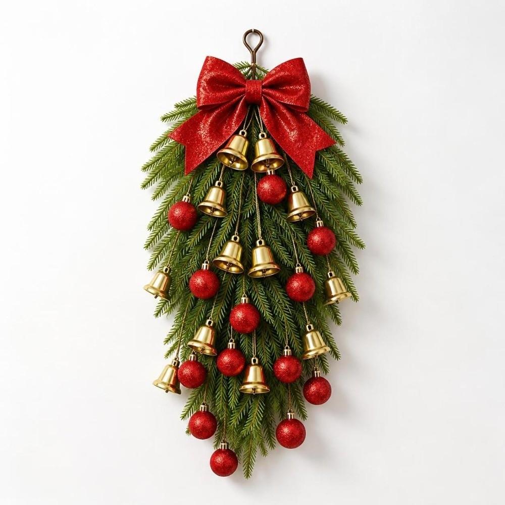 Gold Bell Christmas Teardrop Wreath DIY Bell Swag Wreath New Xmas Door Ornament  Christmas