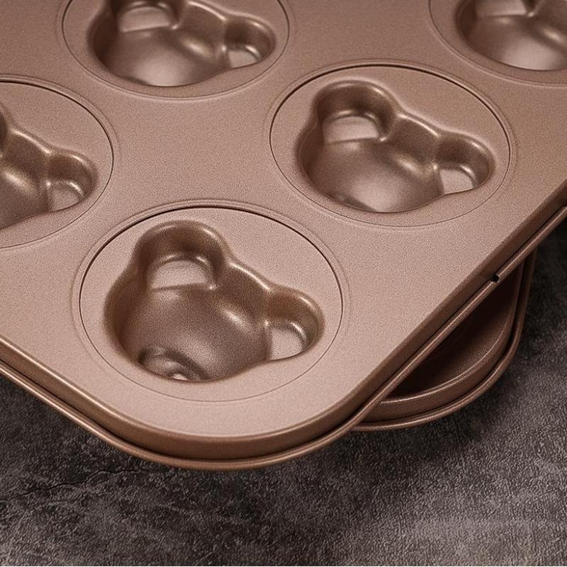 4/6/9/12 Even Bear Mold Baking Mold Pan Non-Stick Diy Cute Candy Cake Mold Tool Decoration Biscuit Candy Mold Baking Accessories