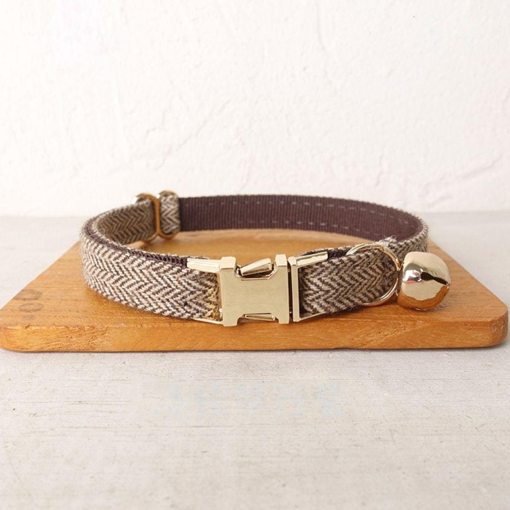Solid Color Cat Collar with Bell Metal Buckle Pet Dog Collar Practical Pet ID Name Tag Pet Show