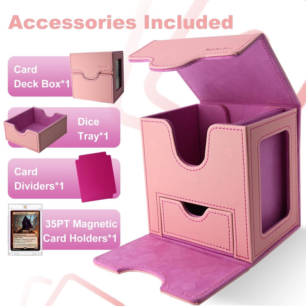Commander Deck Box with Display Window Deck Case for MTG Fits 100+ Double-Sleeved Cards Magnetic Card Storage Box for TCG PTCG