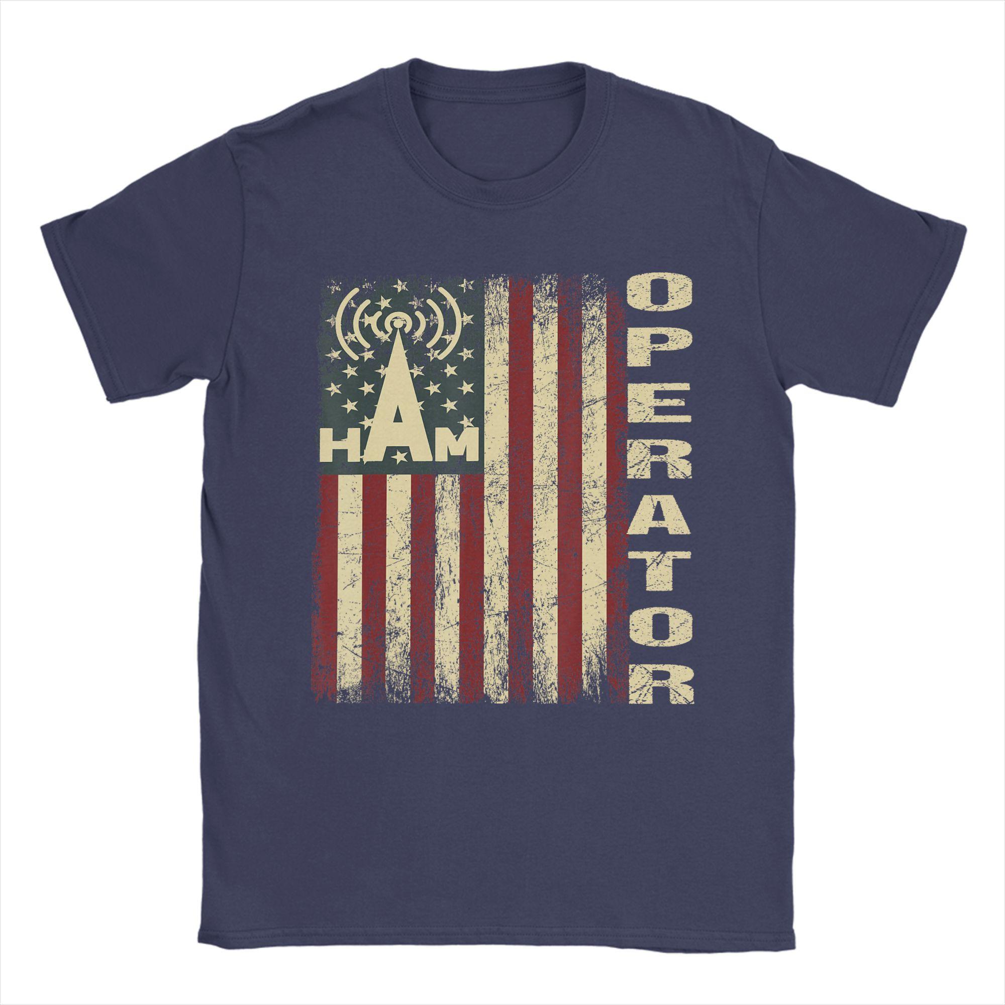 

Patriotic USA Flag Ham Radio T Shirts for Unisex 100 Cotton Novelty TShirt Crew Neck Tees Short Sleeve Clothes Plus Size 4XL
