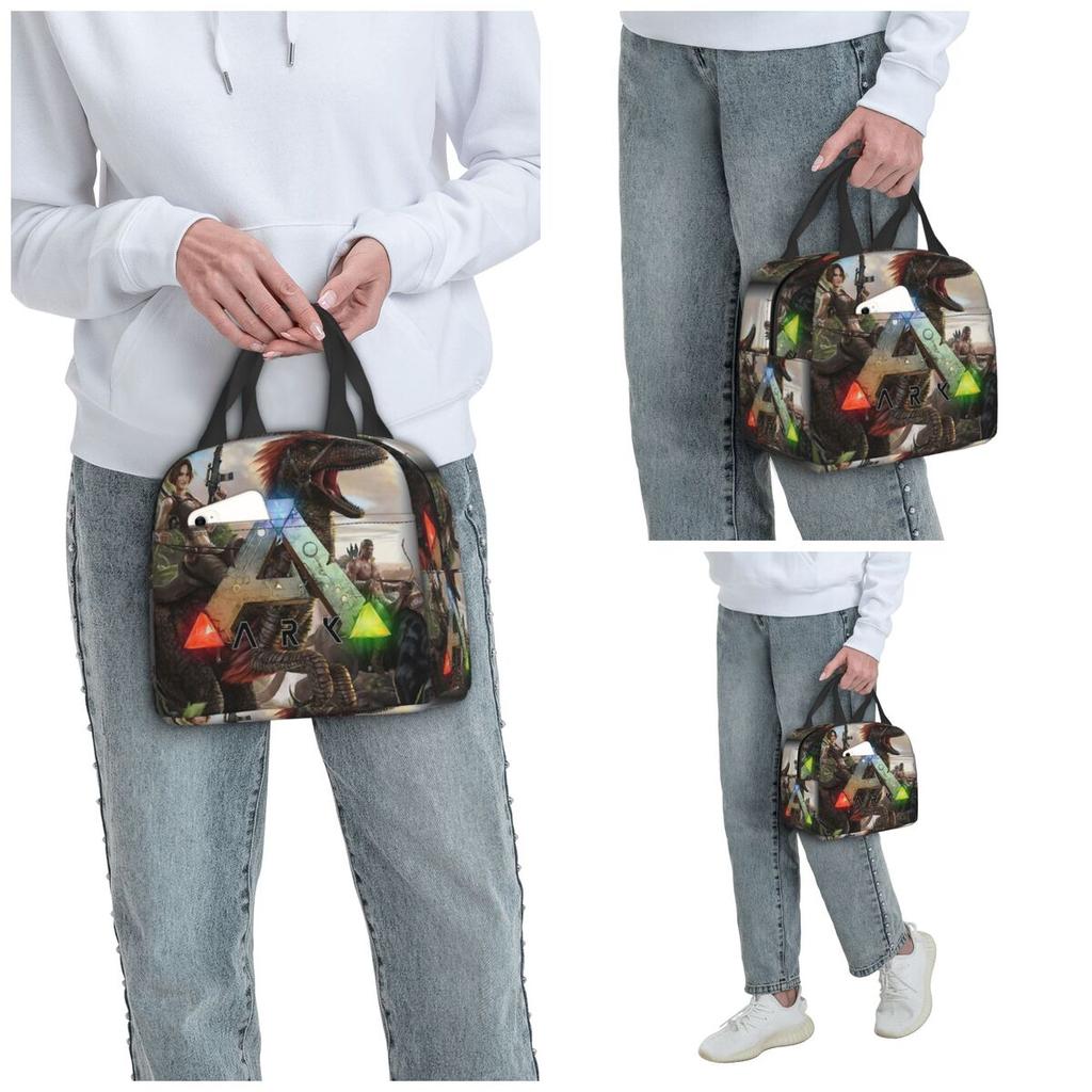Tagesgeschenk Ark Survival Evolved Coole isolierte Lunchtasche für Frauen Büro-Kühler Thermische Lebensmittelbox Tragetasche Lunchboxen Behälter
