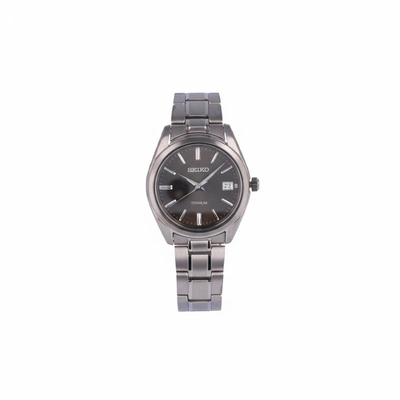 

SEIKO 100 meters waterproof fashion trend Quartz titanium strap men s watch black dial SUR375P чорний