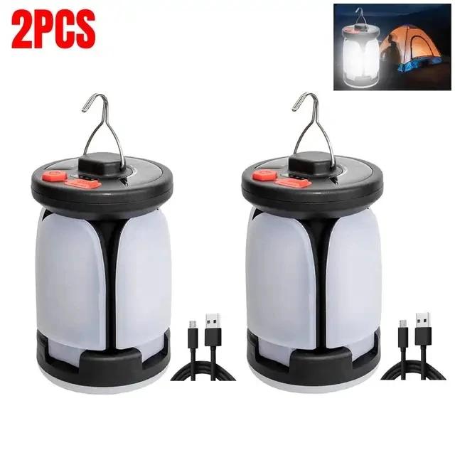 1-5PCS Camping Lantern LED Lamp with 6 Light Modes Ultra Bright LED Tent Lamp USB & Solar Rechargeable Hiking Lights for Fishing