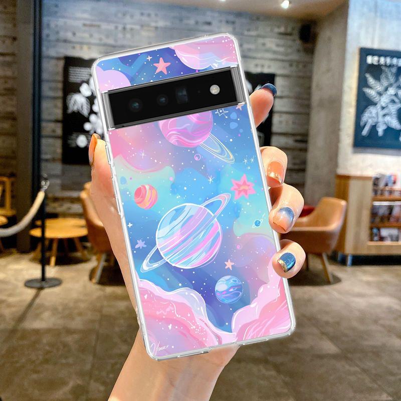 Earth Stars Space Phone Case For Google Pixel 9 8 7 6 Pro XL 8A 7A 6A 5 4 5A 4A 3A XL 5G soft Silicone Clear TPU Cover