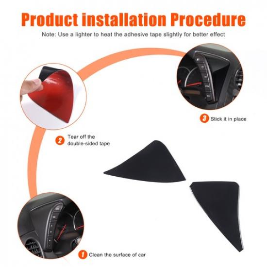 Glossy Piano Black trument Side Trim Strips Sticker For Corvette C6 2005-2013