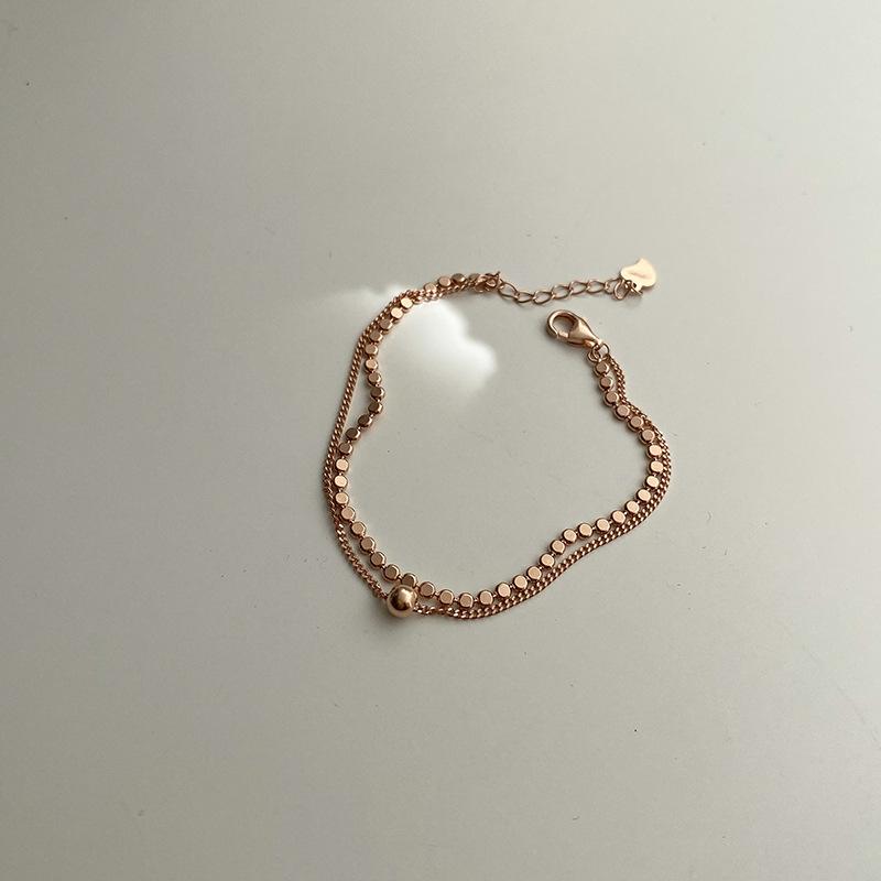 

Новый простой двухслойный браслет из стерлингового серебра 925 пробы и розового золота для женщин, модных знаменитостей в Интернете, ювелирных изделий высокого класса 925 silver