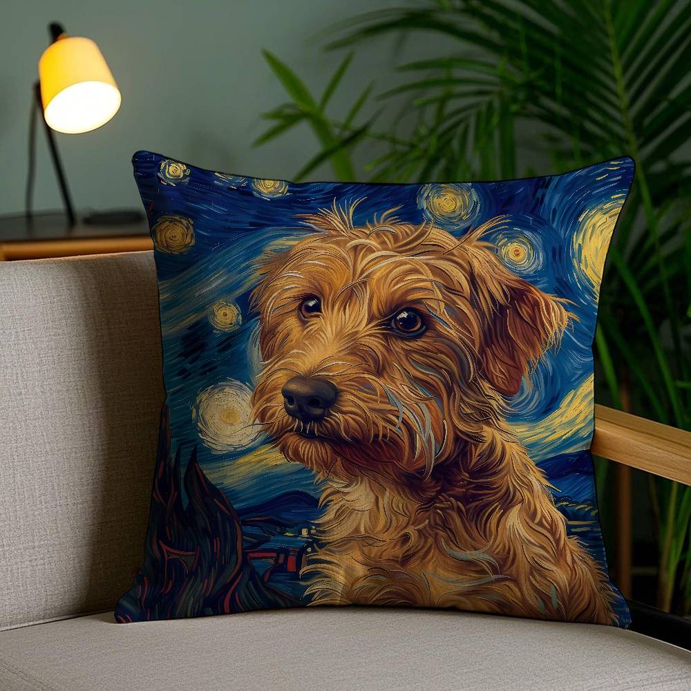 

Catoon Starry Sky Dog Pillow Case Office Sofa Dorm Chair Back Short Plush Double-sided Printing Home Cushion Cover 30cmx30cm