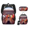 Set Zaino da Fan Coppa del Mondo 2026 Zaino 3 in 1 Borsa a Tracolla Astuccio Zaino Scolastico per Studenti Grande Capacità Tema Calcio