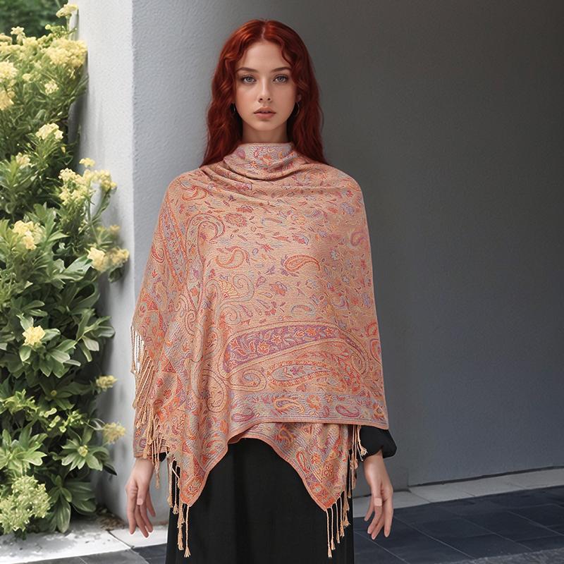 

1Pcs Bohemia Pashmina Scarf Shawl Wrap Paisley Jacquard Tassels Imitation Cashmere Neckerchief For Women Muslim Hijab Luxury