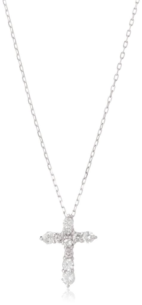 18K White Gold Cross Diamond Necklace DTP5168WG D-COLLECTION (DCOAA) 0.2ct