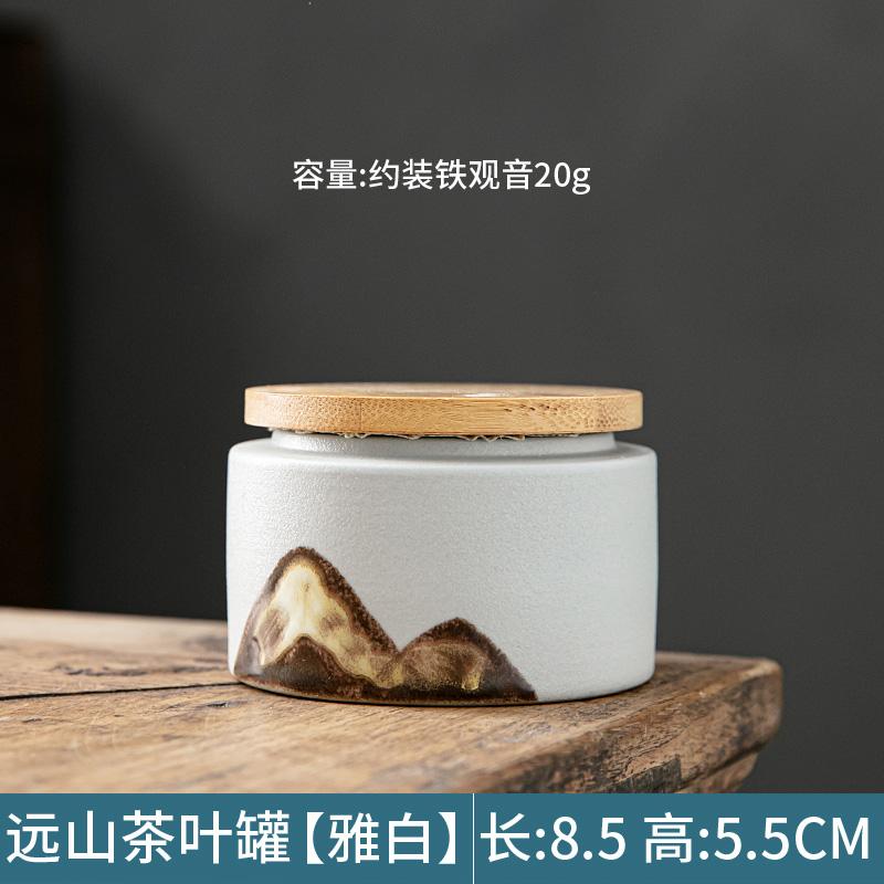Cylindrical Mini Ceramic Tea Caddy with Wooden Lid Retro Household Sealed Bottle Box Candy Jar Jewelry Box Gift Jar Home Decor