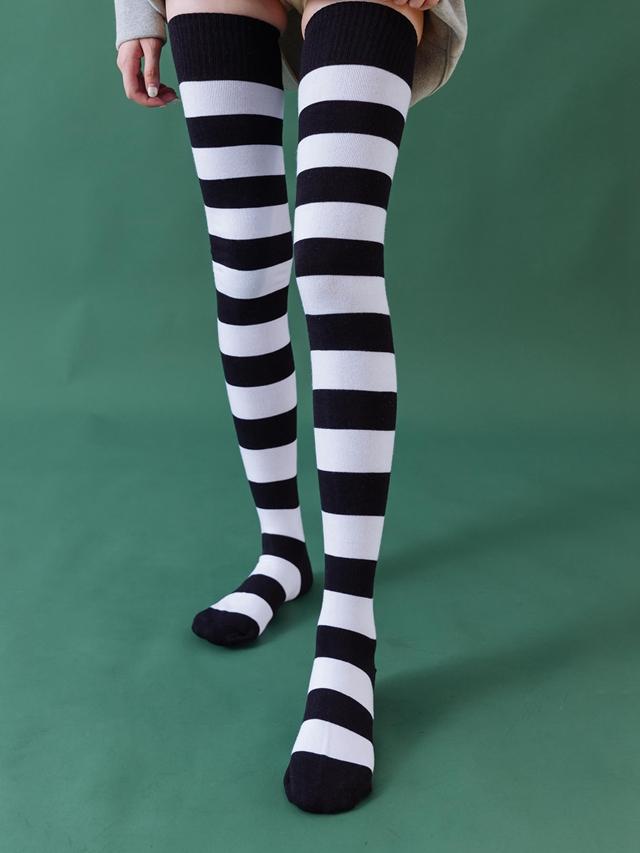 Große Größe Verlängerte Länge Über das Knie Hohe Schlauchsocken Damen 70cm Baumwolle Lange Schlauchsocken Leggings Gestreift Bequeme Socken One Size