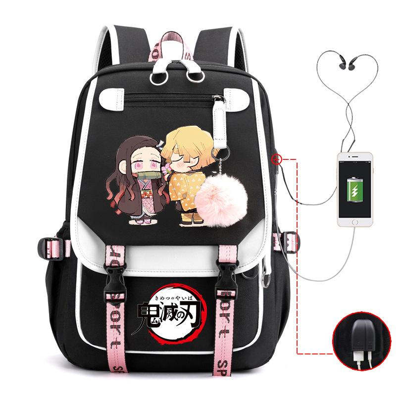 Ghost Annihilation Blade Grade 3-6 Junior High School Student High School Student School Bag Strap USB Multifunctional Backpack