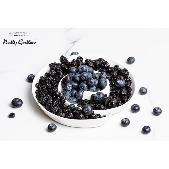 Nutty Gritties Dried Blueberries 150g | Naturally Sweet & Tangy | Antioxidant-Rich Blueberry Snack | Resealable Pouch