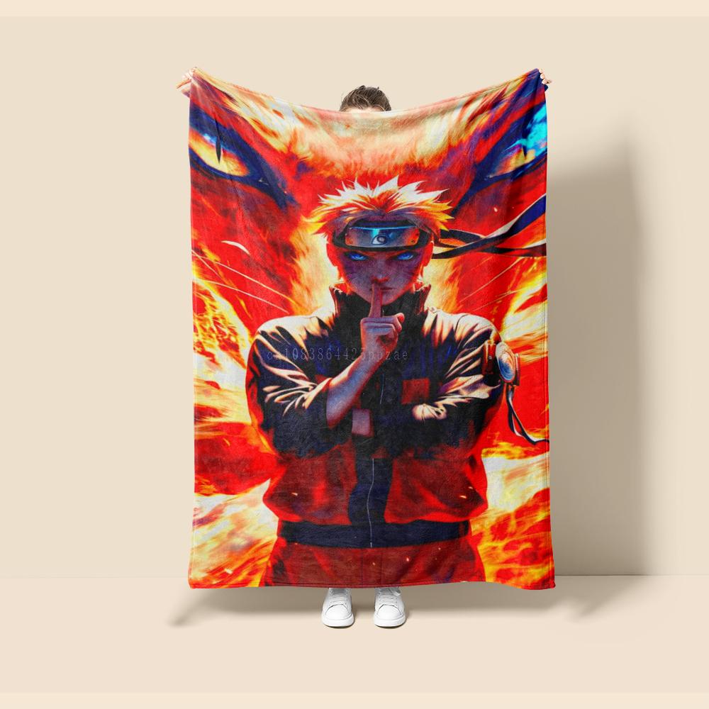 Flannel Naruto Cartoon Seasonal  Blanket. Use for Sofa, Bed, Living Room, Travel Picnic, Thin Blanket Kids Gift