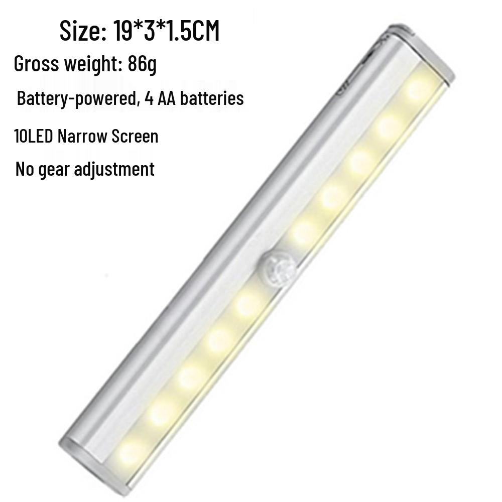 

Нічник з 10 світлодіодами та датчиком руху: Працює від батарейок, Алюмінієва стрічка, Ідеально підходить для коридорів, вулиці, шаф та гардеробів.