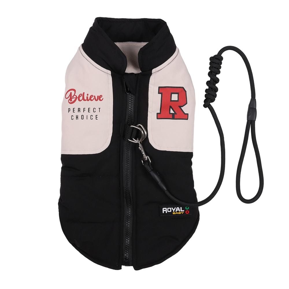 

Зимняя теплая одежда для собак, толстые стеганые теплые пальто для домашних животных, стеганые с поводком, жилет для домашних животных, куртка для маленьких, средних и больших собак XS чёрный