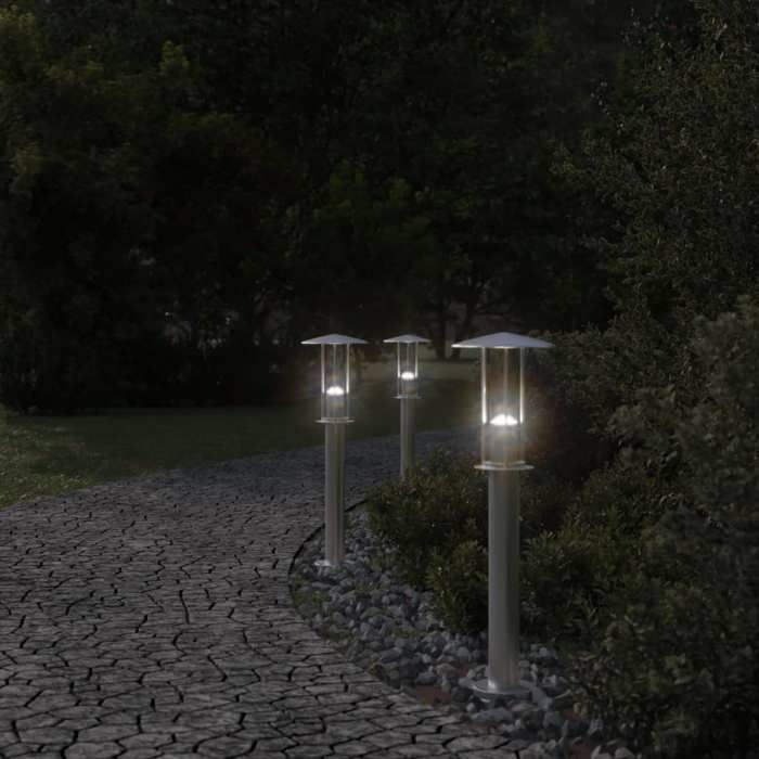VidaXL Outdoor Floor Lamp Silver 60 Cm Stainless Steel, Outdoor Ground Lighting, Garden Ground Lighting, 4006349