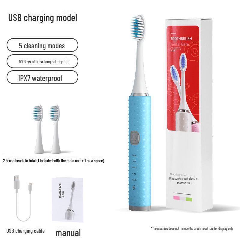 Universal Rechargeable Wireless Sonic Electric Toothbrush for Adults & Kids - Couple Set with Extra Brush Heads