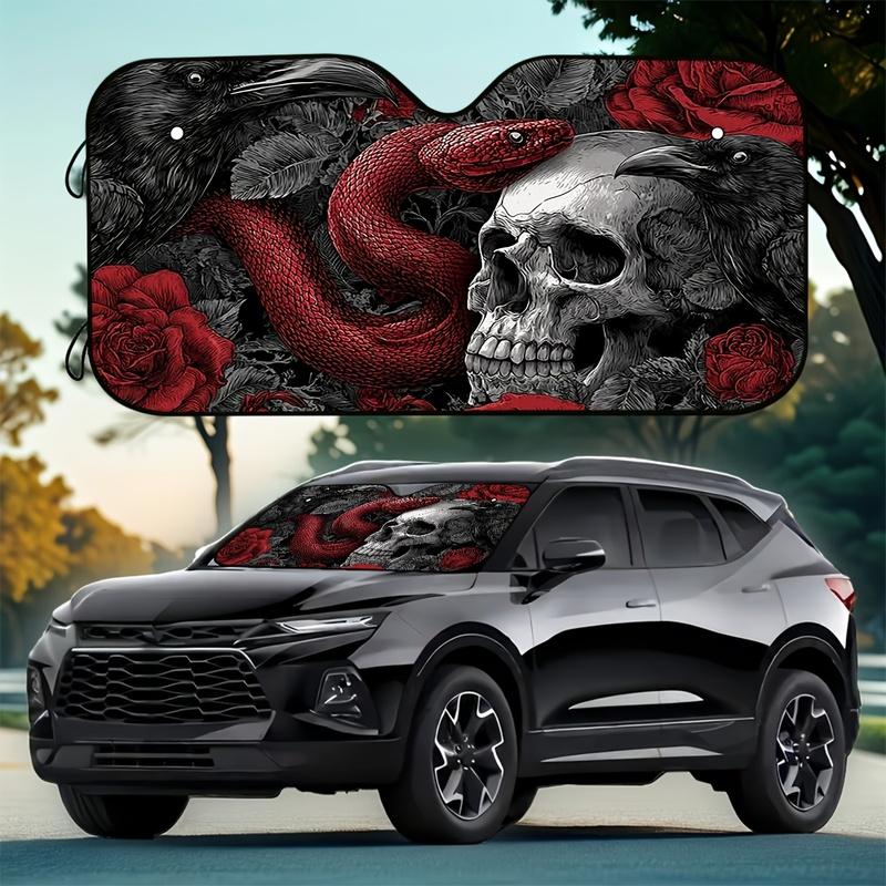 1Pcs Gothic Skull Snake Rose Car Sunshade, Keeps Your Vehicle Cool, Ideal for Cars, SUVs