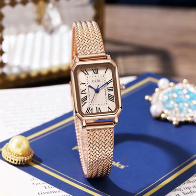 Hochwertige mittelalterliche Damenuhr Retro Römisch High-End Ährenuhr Klassisch Quadratisches Zifferblatt Quarz Uhr