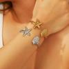 18K Gold Starfish Shell Beach Resort Stainless Steel Open Bracelet