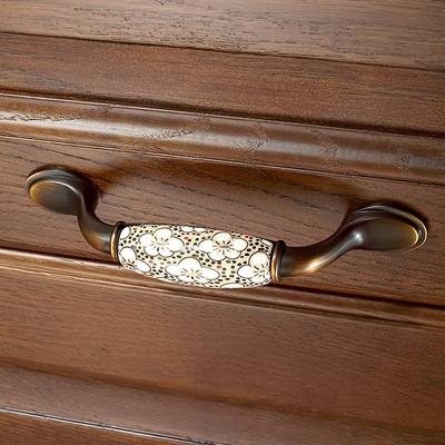 1 adet Hafif Lüks Vintage Cilalı Kaplama Seramik Dolap Kulpları Çinko Alaşımı Antik Bronz