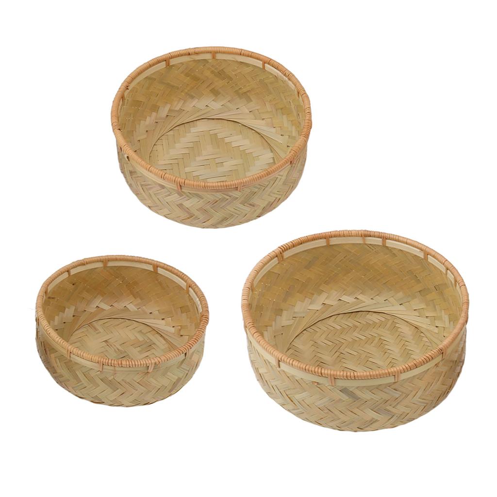 3PCS Woven Storage Bowls Large Capacity Exquisite Clear Grain Decorative Woven Serving Basket Bowl