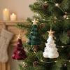 Velvety Flocked Christmas Tree Ornament Glitter Mini Christmas Tree Hanging Decor  Seasonal Use