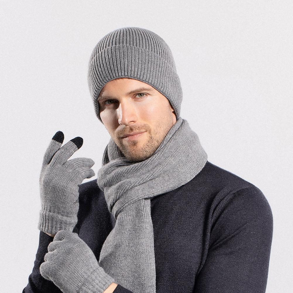 Winter Unisex Hat Knitted Thick Stretchy Piled Hat Solid Color Ear Warm Daily Wear Cap Outdoor Skiing Skating Headwea