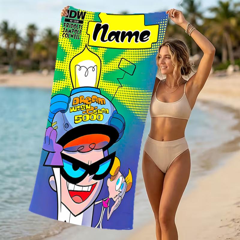 Customizable personalized beach towels Dexter's Laboratory themed designs.Suitable for the beach, yoga, sports;ideal as beach accessories