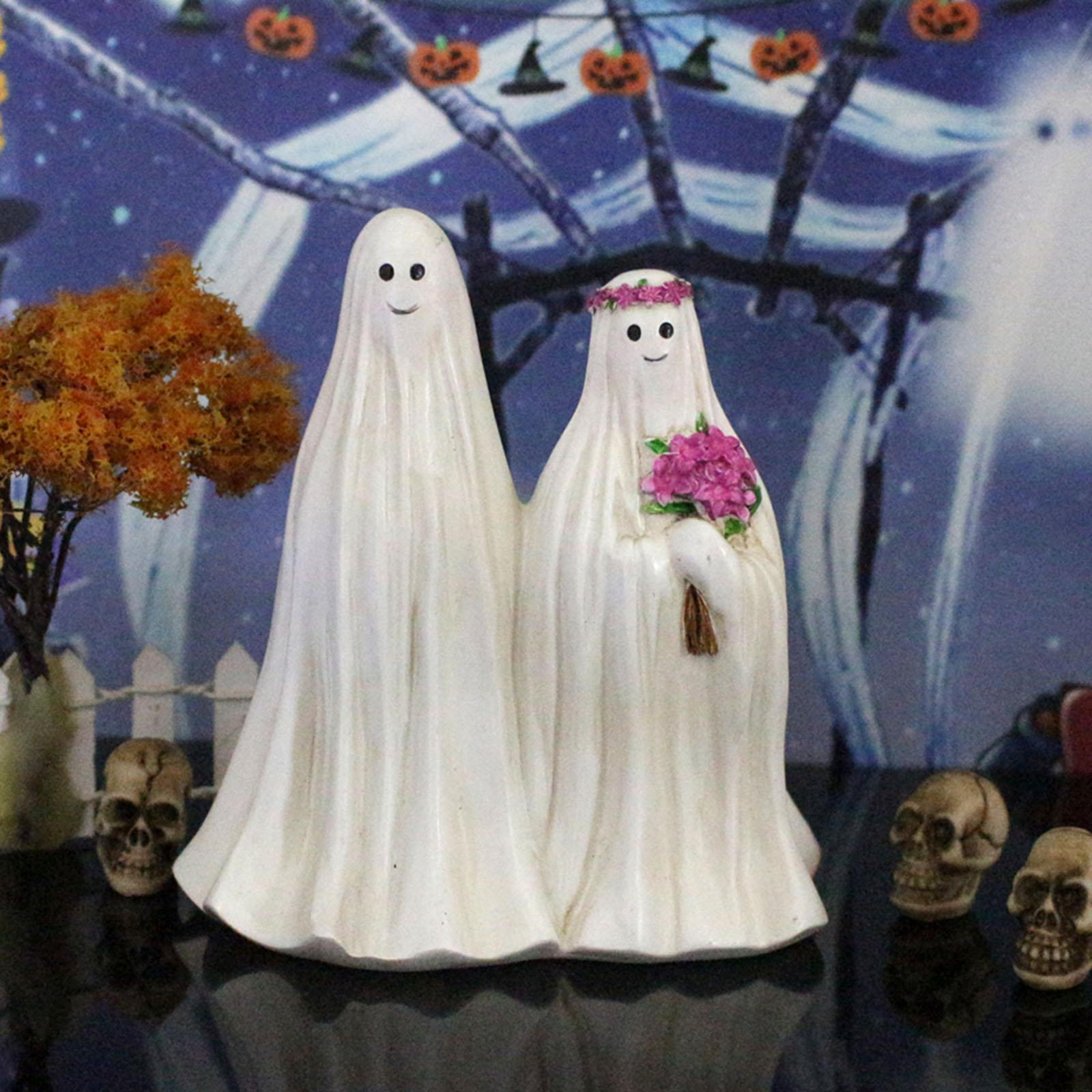 

Resin Ghost Groom and Bride Figurine Halloween Sculpture for Front Porch Decor 13x12x8cm