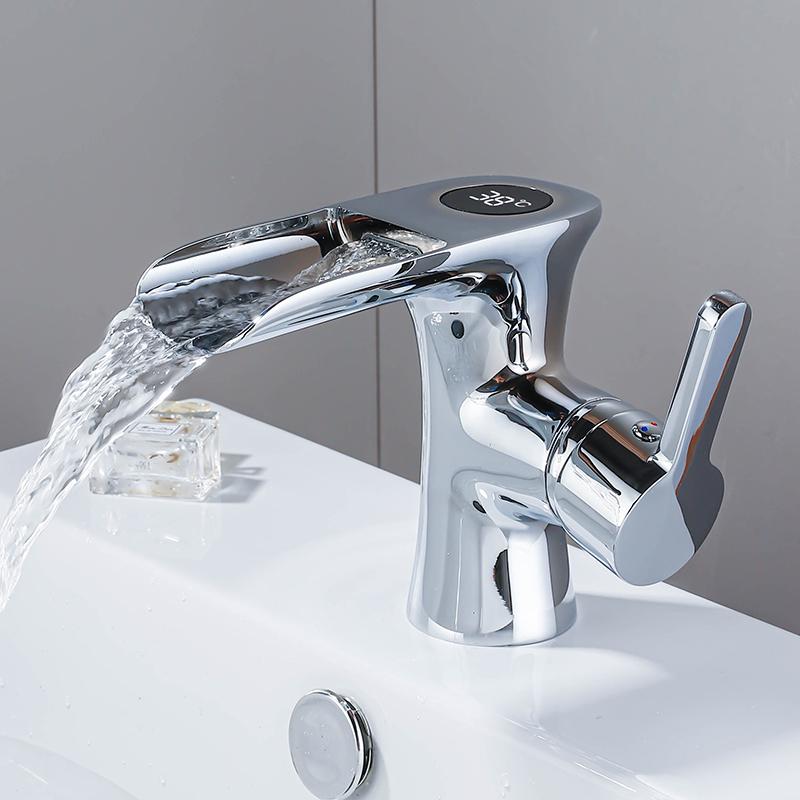 

Интеллектуальный цифровой дисплей кран для горячей и холодной воды для ванной комнаты, умывальник, кран для горячей и холодной воды