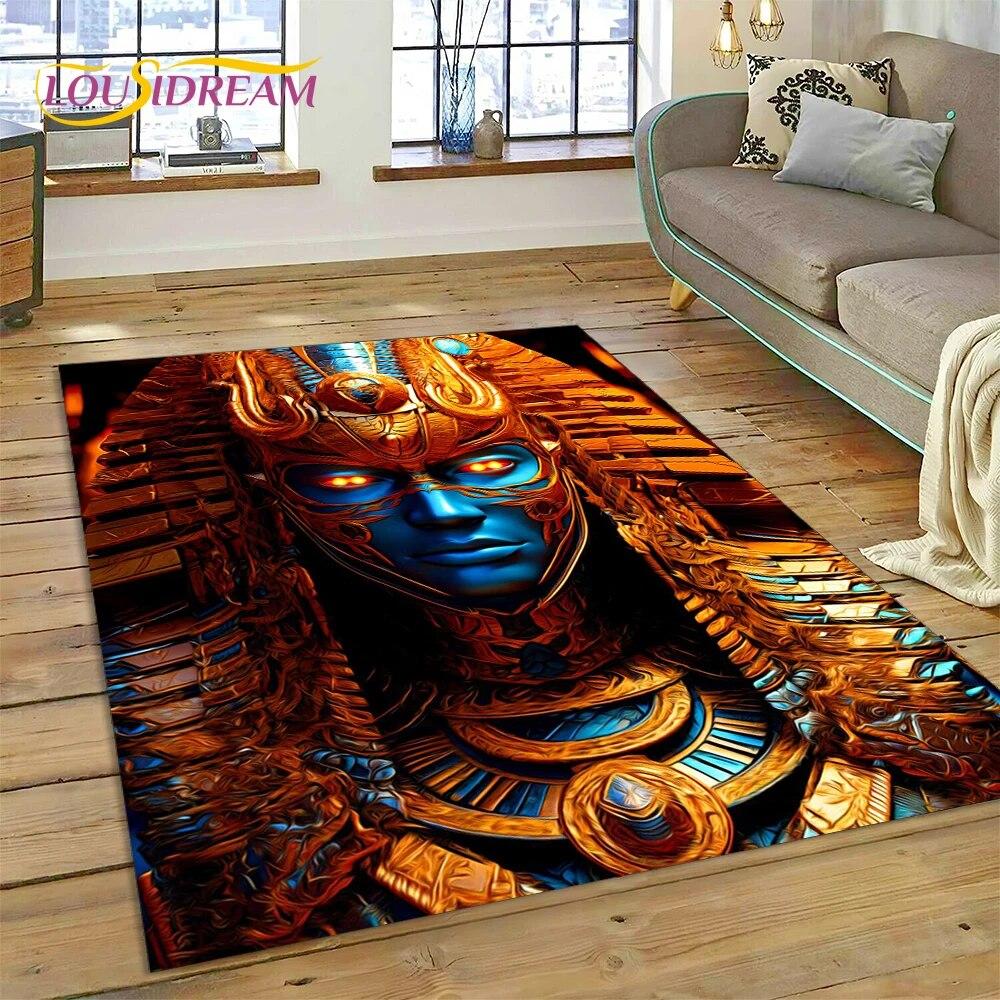 3D Anubis Pharaoh Horus Egyptian Mythology Gods Carpet Rug for Home Living Room Bedroom Sofa Doormat Decor,Area Rug Non-slip Mat