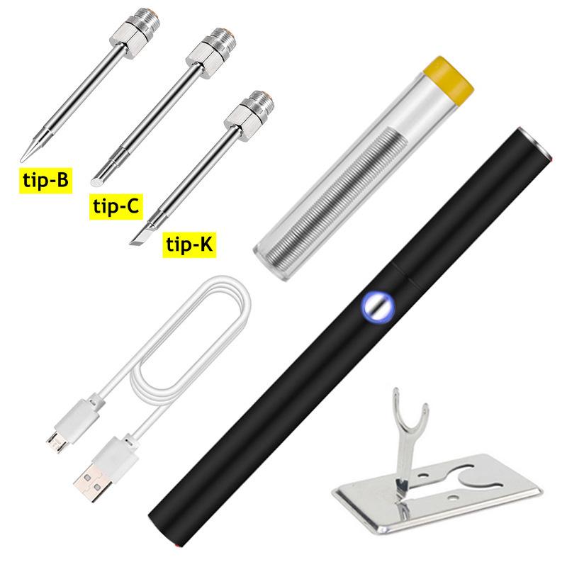 Portable Rechargeable Cordless USB Battery Soldering Iron Set with Tips