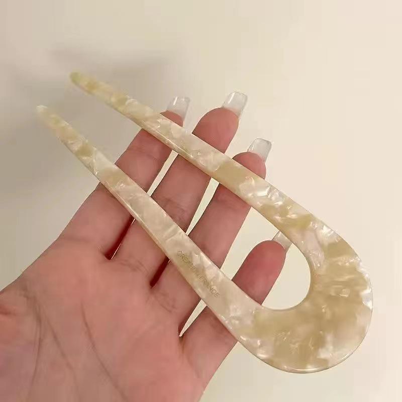 Women's U-Shaped Acetate Hairpin: Modern Chinese Style Bun Headwear