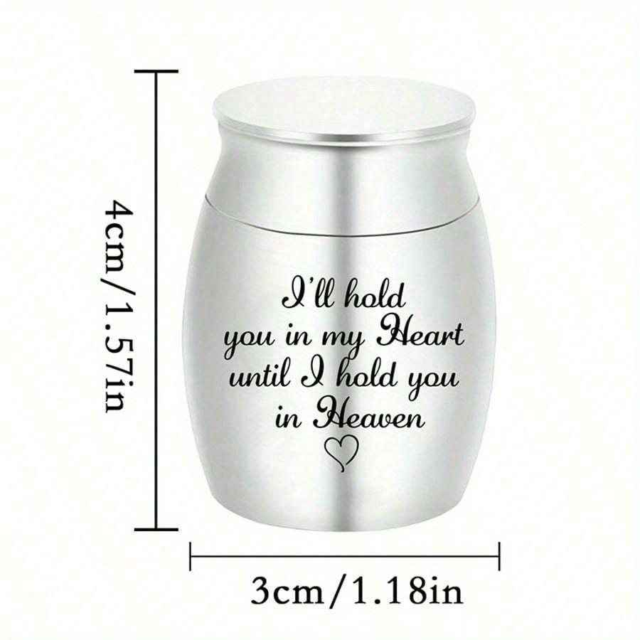 Small Keepsake Urns For Human Pet Ashes 1.57 Inch Mini Cremation Urns For Ashes Aluminum Alloy Memorial Ashes Holder-I'll Hold You In My Heart Until