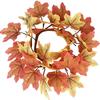 Artificial Maple Leaves Wreath With Berries Sunflowers Candle Rings For Farmhouse Fall Thanksgiving Wedding Centerpiece Table Door Decor