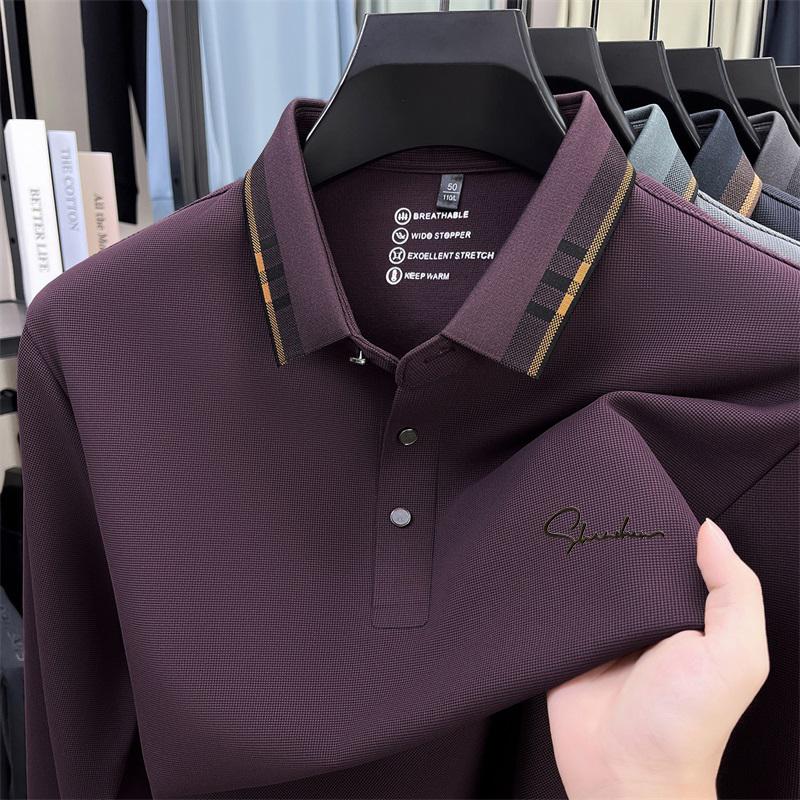

Мужская рубашка поло с длинным рукавом, футболка с воротником, весна-осень, новая повседневная мужская футболка 4XL