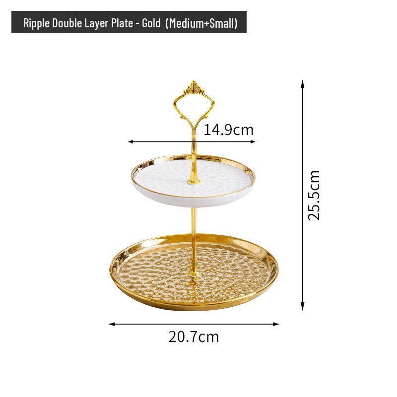 

Two-Tier Ceramic Fruit Cake Stand with Water Ripple Design