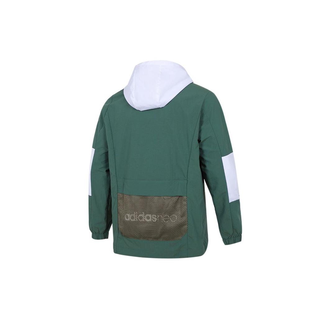 Adidas Sport Running Training Casual Half-Zip Hooded Jacket Men Tops Green H55264