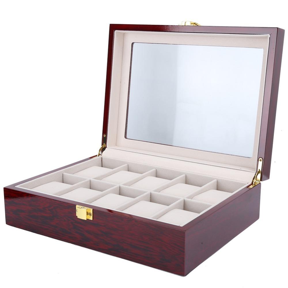 

10 Slots Storage Box Red Display Case Dustproof Watch Box Display красный