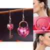 Sweet Heart Shaped Lock And Key Design Acrylic Women Pink Earrings Jewelry For All Genders